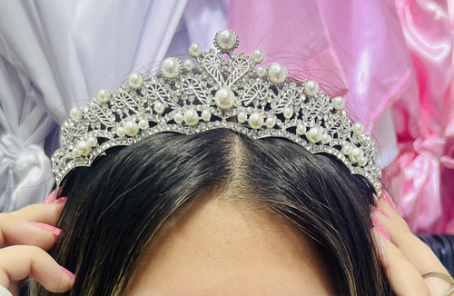 כתר לכלה משולב פנינים